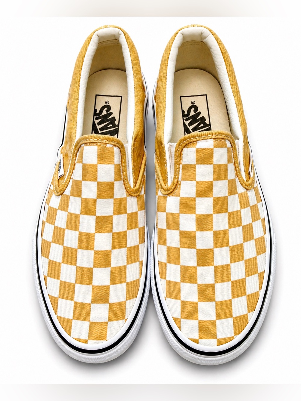 Vans Classic Slip-On Golden Glow Checkerboard Sneakers Sz Men 4.5 / Women 6